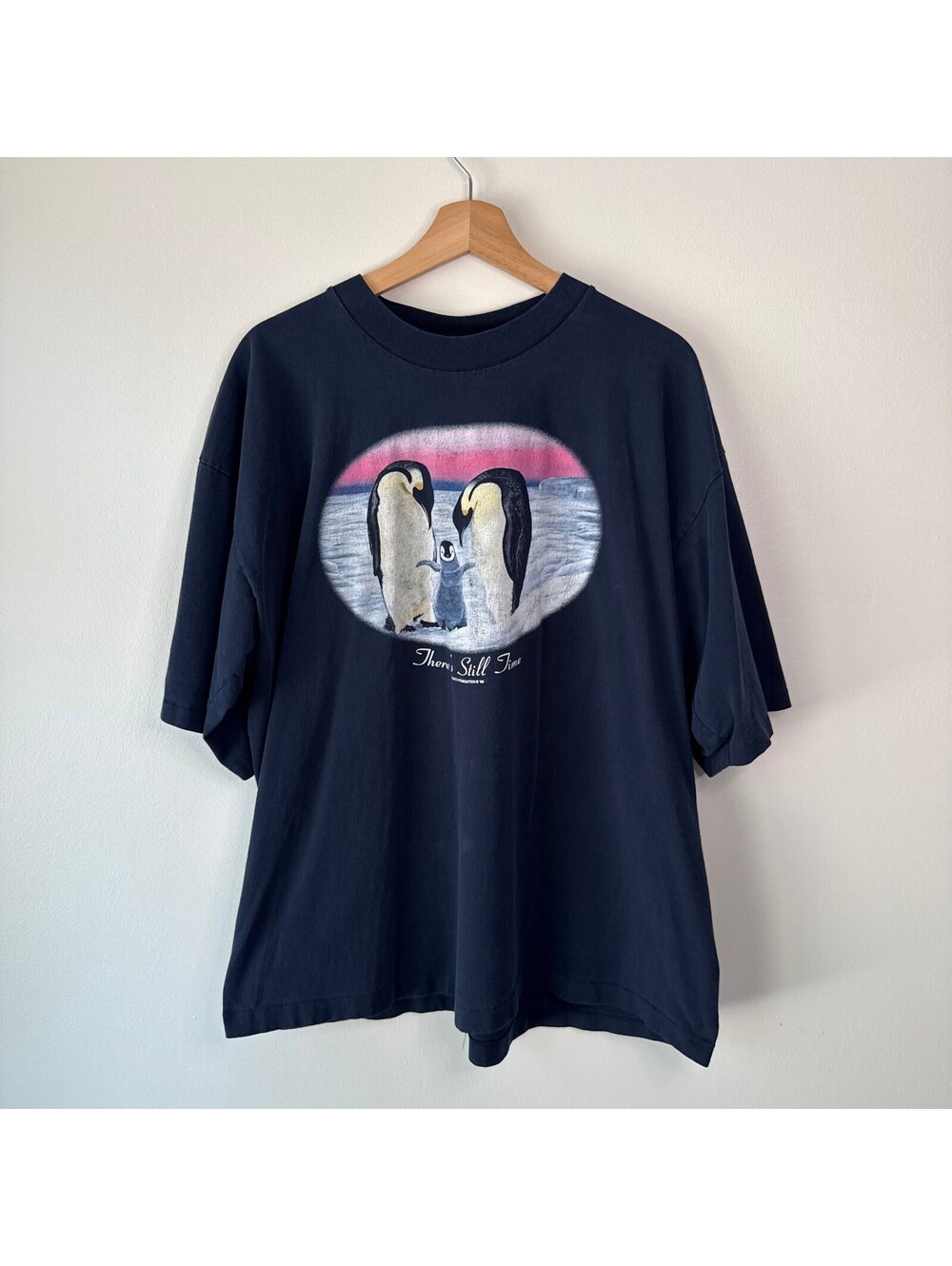 VTG 90s Earth Foundation "There's Still Time" Penguins Short Sleeve T-Shirt XL